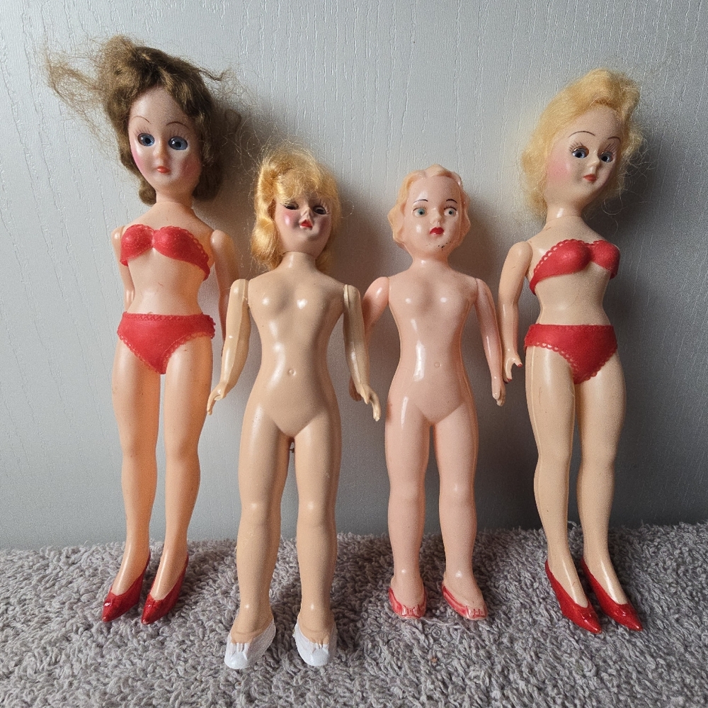 Vintage 2 Sleepy Eye Dolls And 2 Hard Plastic Dolls - Picture 9 of 12